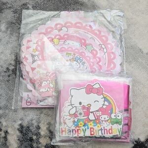 Hello Kitty Pink Birthday Decoration Set And Treat Stand